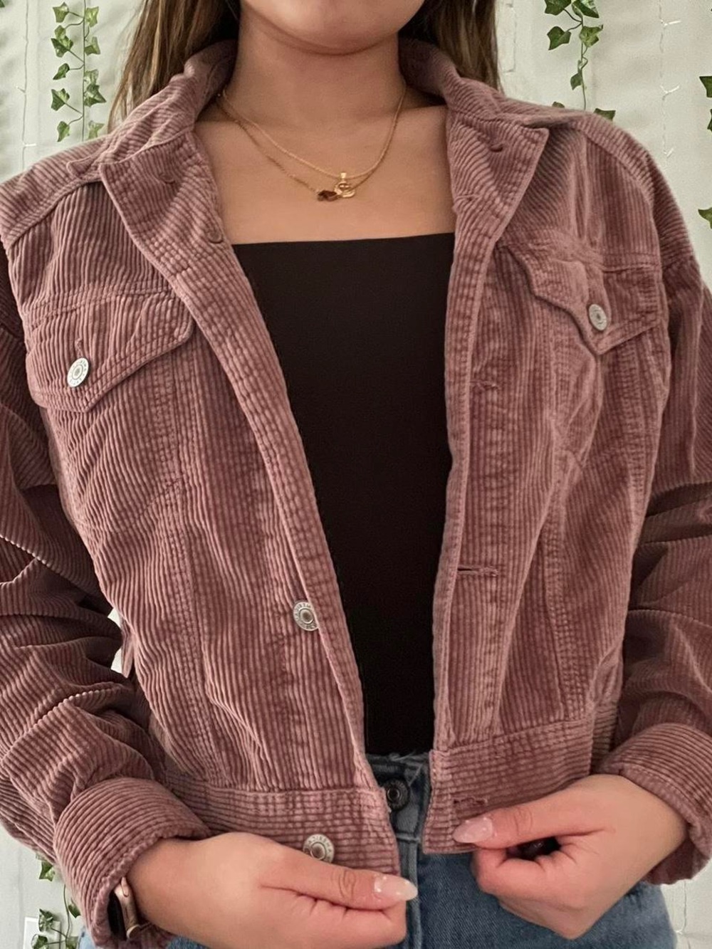 American Eagle Outfitters Corduroy Jacket in Dusty Mauve